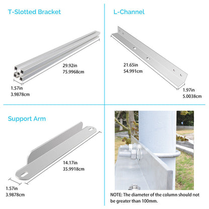 Single Side 27.4in Adjustable Solar Panel Roof Mount Support Bracket