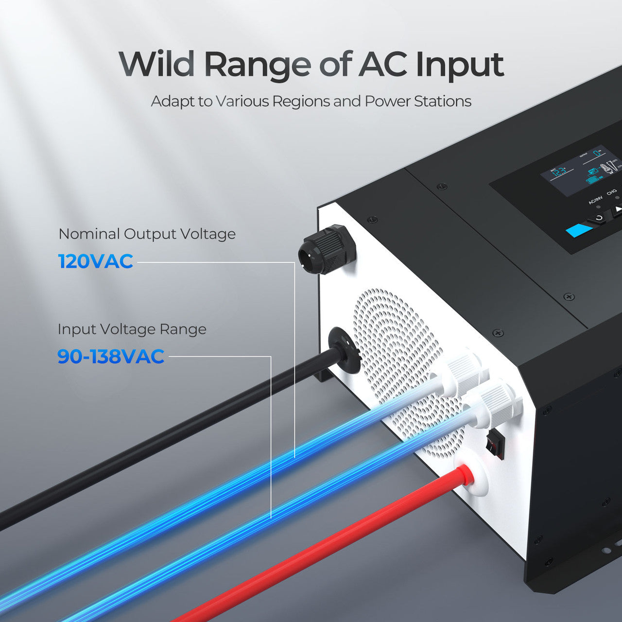 2000W 12V Pure Sine Wave Inverter Charger with LCD Display and Smart Charging
