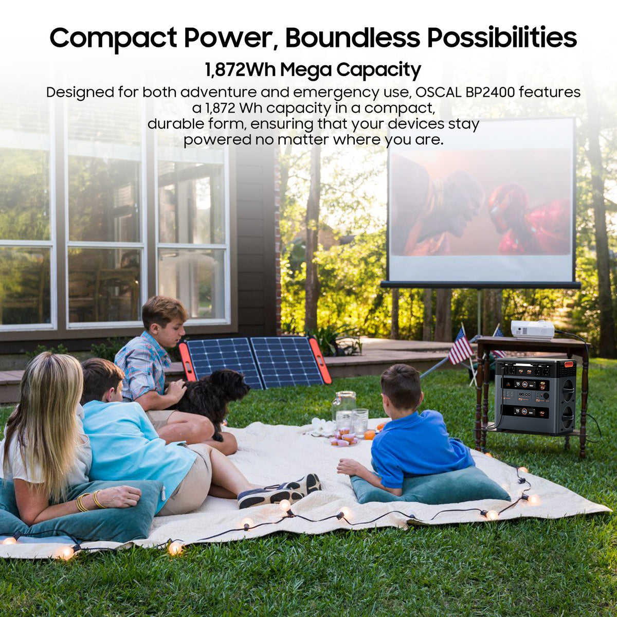OSCAL PowerMax 1872Wh Portable Power Station with 2400W Output & Expandable Battery System