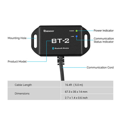 Renogy BT-2 Bluetooth Module for Wireless Solar System Monitoring & Control