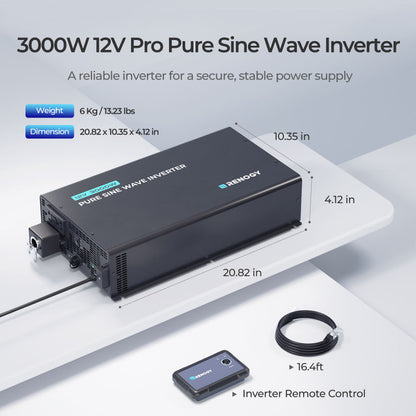 PRO 3000-Watt 12-Volt Pure Sine Wave Inverter w/ EcoSleep Mode