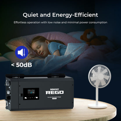 REGO 3000-Watt 12-Volt Pure Sine Wave Inverter Charger w/ LCD Display