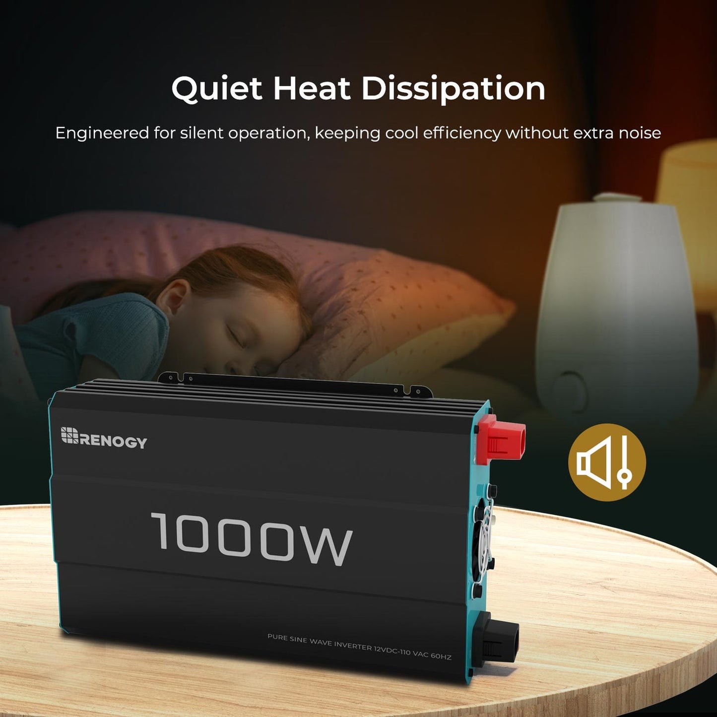Renogy 1000W 12V Pure Sine Wave Inverter (New Edition), DC to AC Power Converter