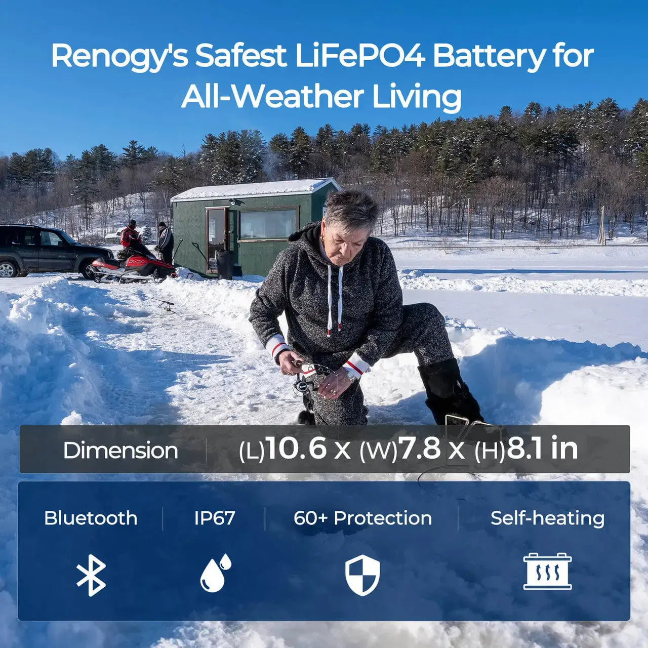 Pro 12V 100Ah Smart LiFePO4 Battery with Bluetooth & Self-Heating Technology