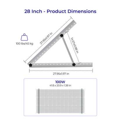 Renogy Single Side 27.4" Adjustable Pole Mount Support for 80W & 100W Solar Panels