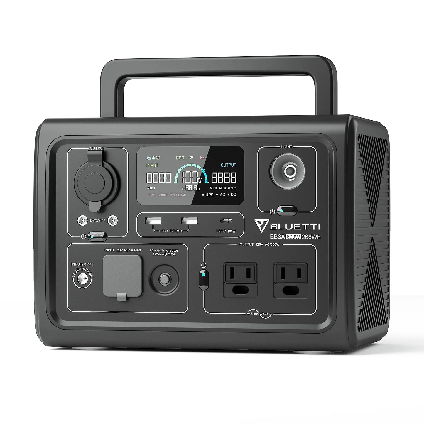 BLUETTI EB3A Portable Power Station 268.8Wh LiFePO4 with UPS & Bluetooth App Control