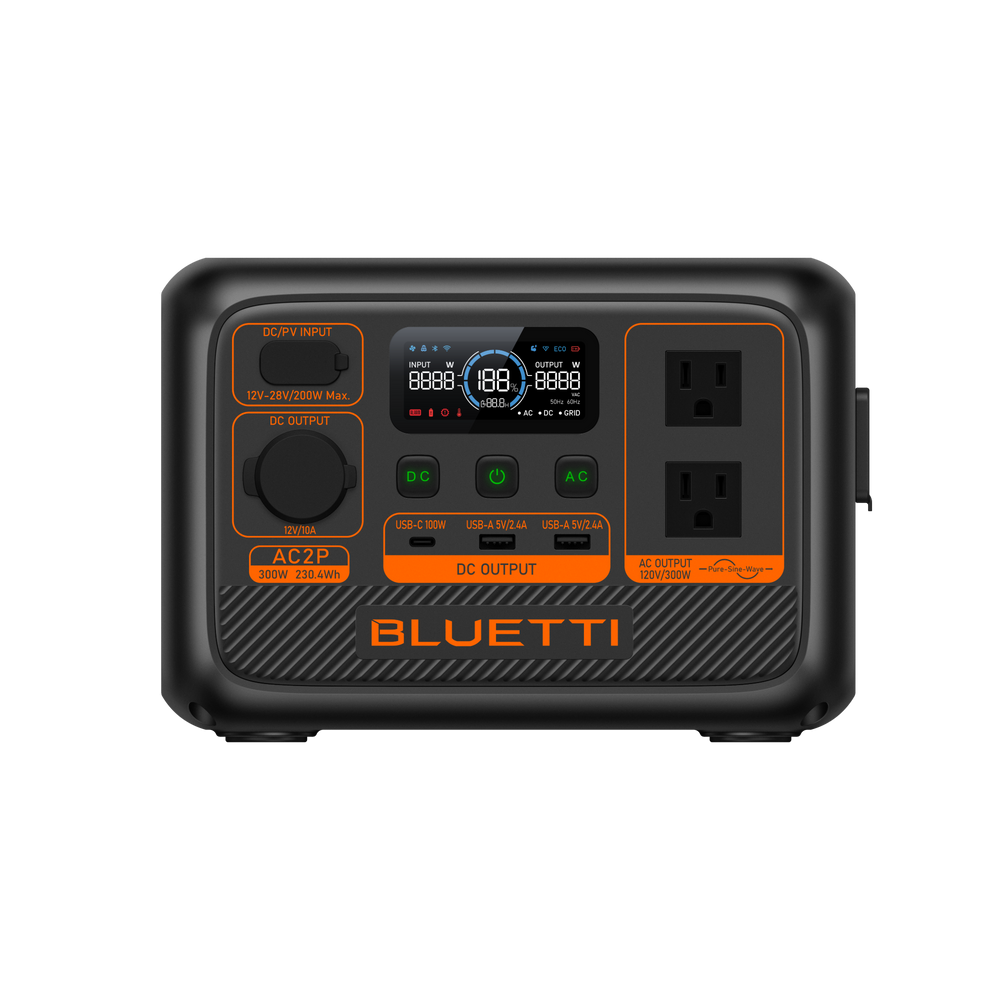 BLUETTI AC2P Portable Power Station 230.4Wh LiFePO4 Battery, 300W AC Output, Fast Charging & App Control