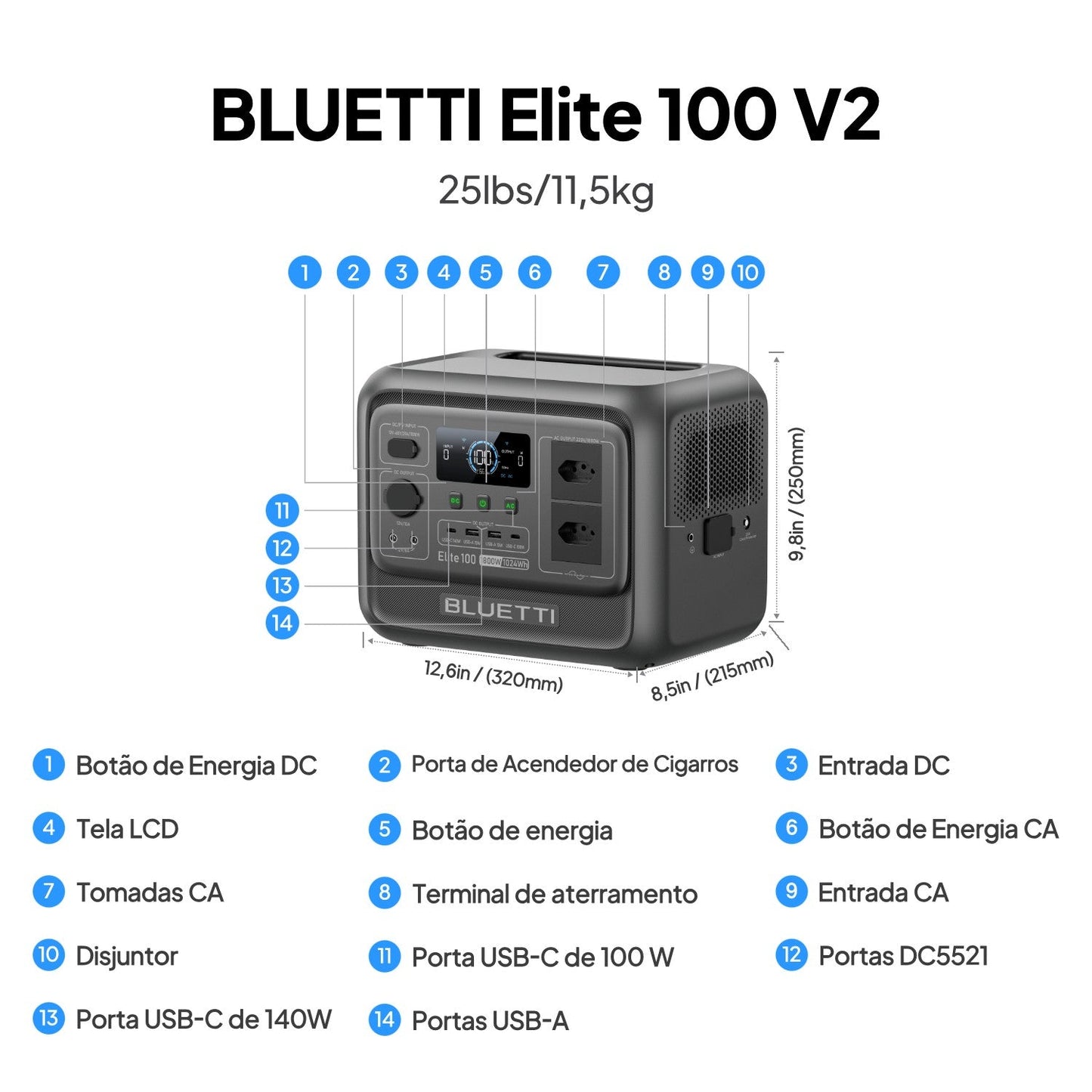 BLUETTI Elite 100 V2 Portable Power Station 1800W 1024Wh Outdoor Emergency Power Supply Solar Generator