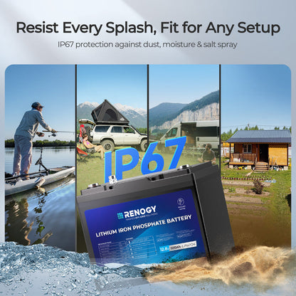 Renogy Core - Batterie LiFePO4 12V 100Ah Groupe 24 pour Moteur de Pêche à la Traîne avec Bluetooth