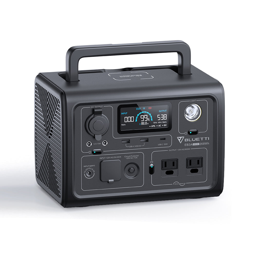 BLUETTI EB3A Portable Power Station 268Wh LiFePO4 Solar Generator 600W Pure Sine Wave