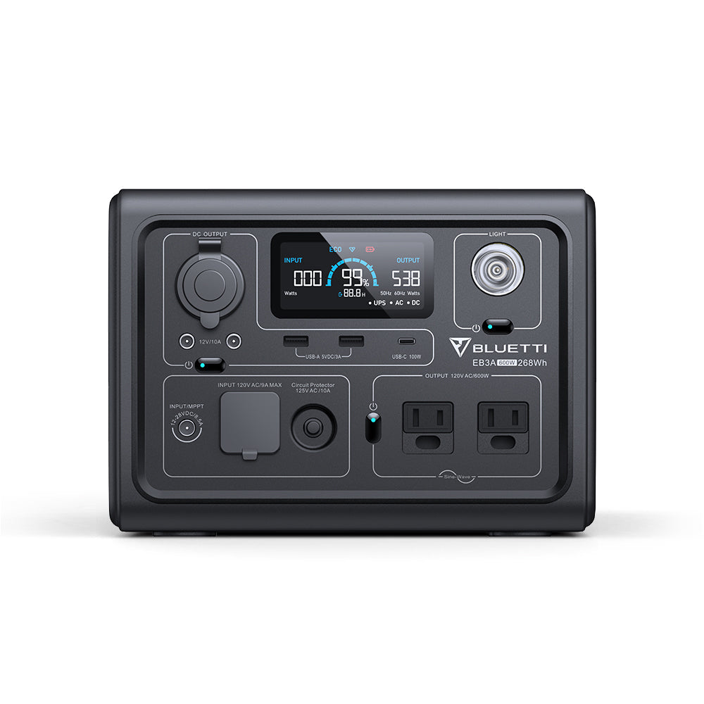 BLUETTI EB3A Portable Power Station 268Wh LiFePO4 Solar Generator 600W Pure Sine Wave