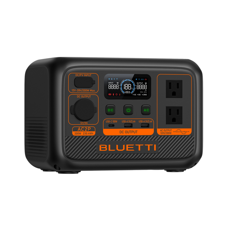 BLUETTI AC2P Portable Power Station 230.4Wh LiFePO4 Battery, 300W AC Output, Fast Charging & App Control