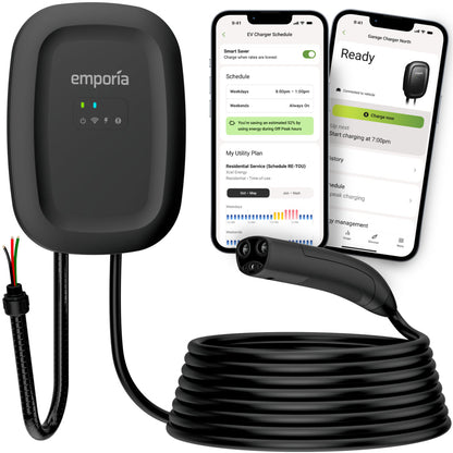 Emporia Classic EV Charger Black 48A Hardwired NACS Level 2 Home Charging Station