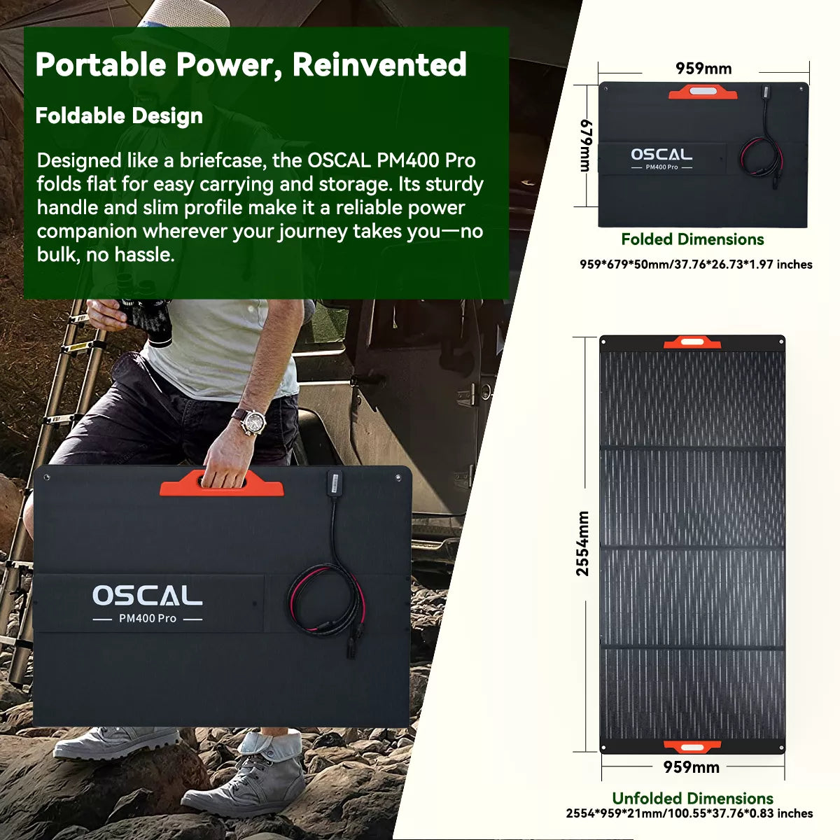 OSCAL PM400 Pro 400W Foldable Solar Panel for PowerMax 6000, 3600 & 2400