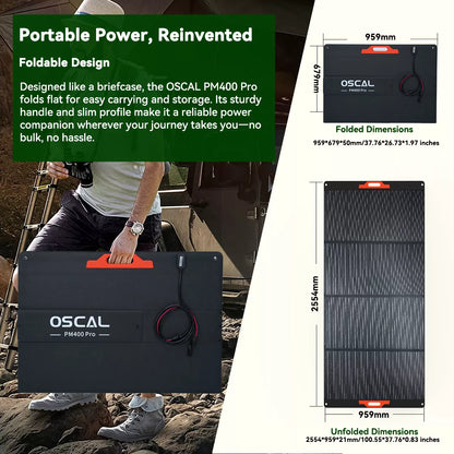 OSCAL PM400 Pro 400W Foldable Solar Panel for PowerMax 6000, 3600 & 2400