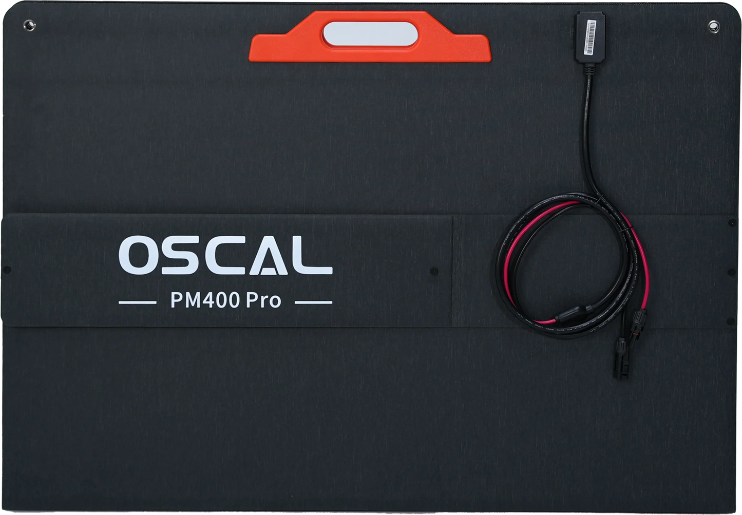 Portable OSCAL PM400 Pro solar panel with carrying handle and attached power cable