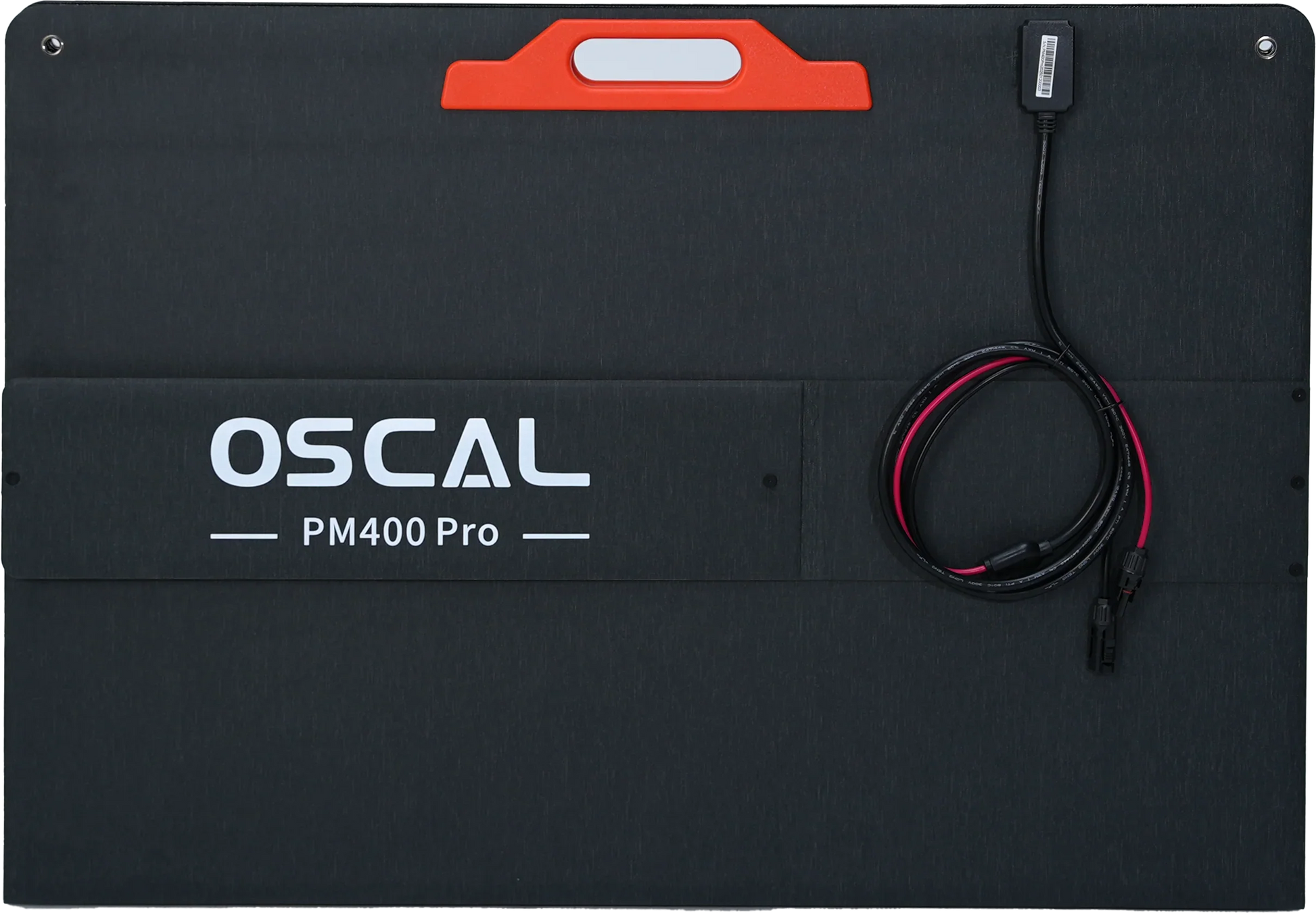 Portable OSCAL PM400 Pro solar panel with carrying handle and attached power cable
