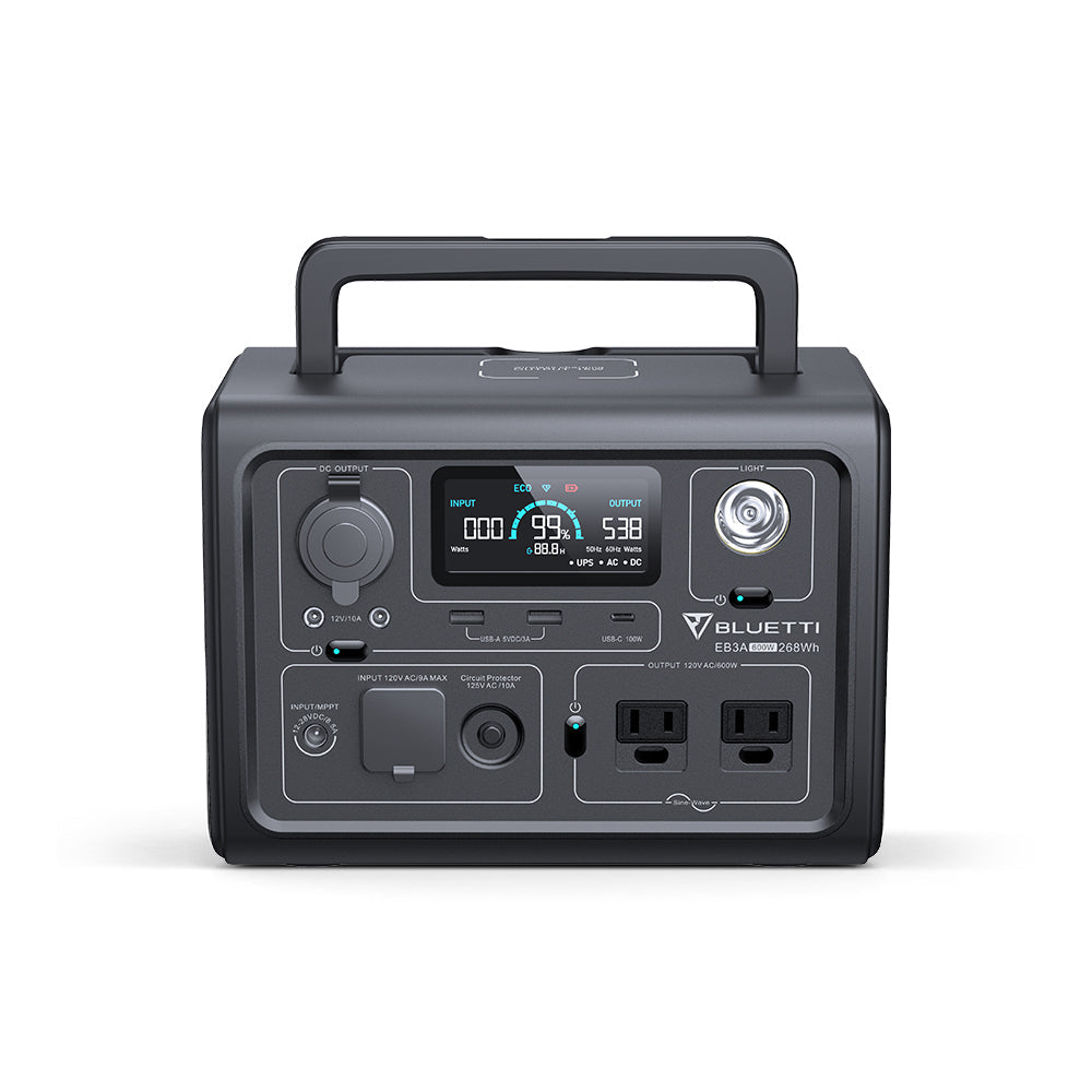 BLUETTI EB3A Portable Power Station 268Wh LiFePO4 Solar Generator 600W Pure Sine Wave