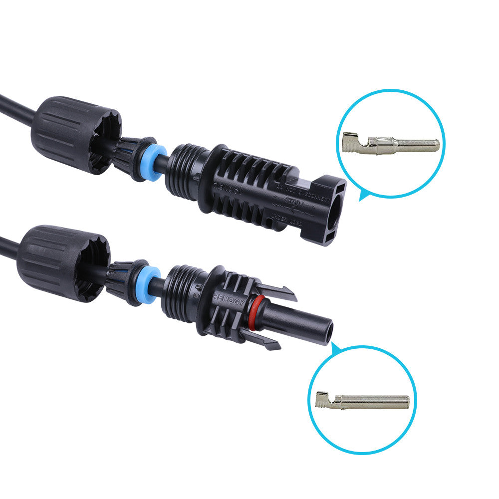 Renogy Solar Extension Cables with MC4 Connectors One Pair Red & Black