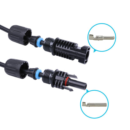 Renogy MC4 Solar Extension Cable Pair Red & Black 12AWG 30A 1000V DC