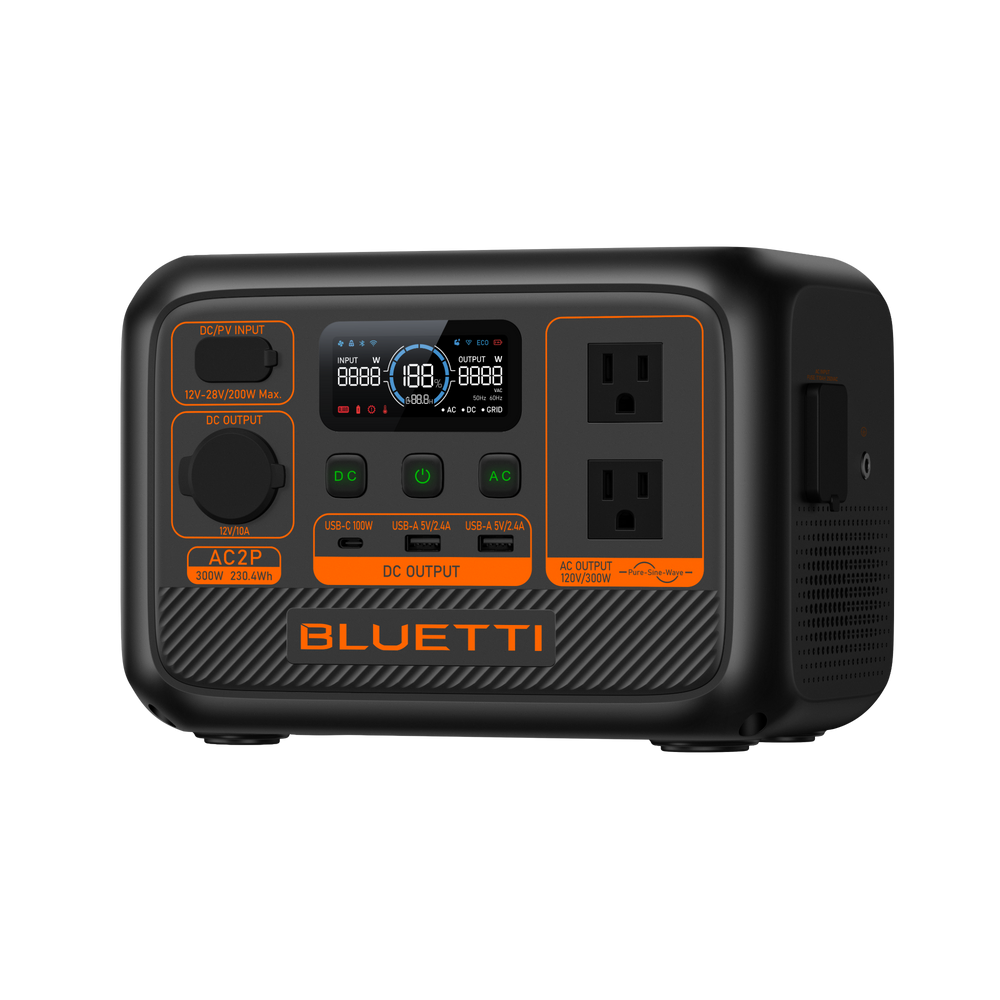 BLUETTI AC2P Portable Power Station 230.4Wh LiFePO4 Battery, 300W AC Output, Fast Charging & App Control