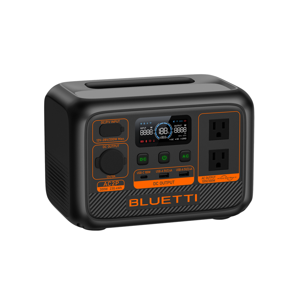 BLUETTI AC2P Portable Power Station 230.4Wh LiFePO4 Battery, 300W AC Output, Fast Charging & App Control