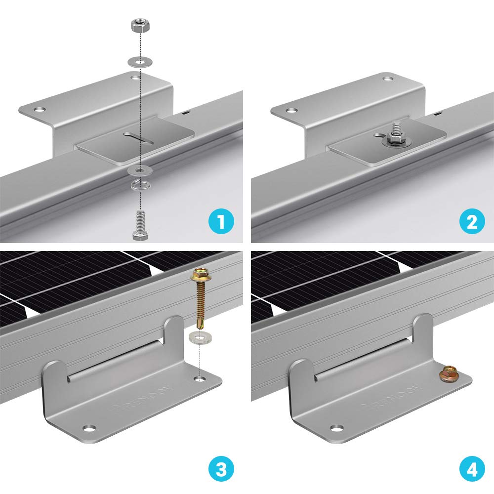 Renogy 2-Pack Solar Panel Mounting Z Bracket Kit for RV, Boat, Roof & Off-Grid Installations