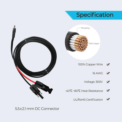 Câble connecteur solaire 3 m 16 AWG