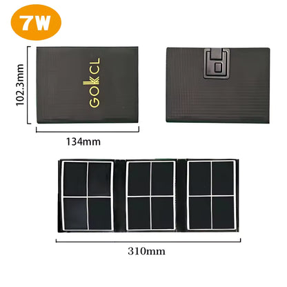 14W / 7W Portable Solar Panel Waterproof Solar Charger – Foldable Monocrystalline USB Charging Panel