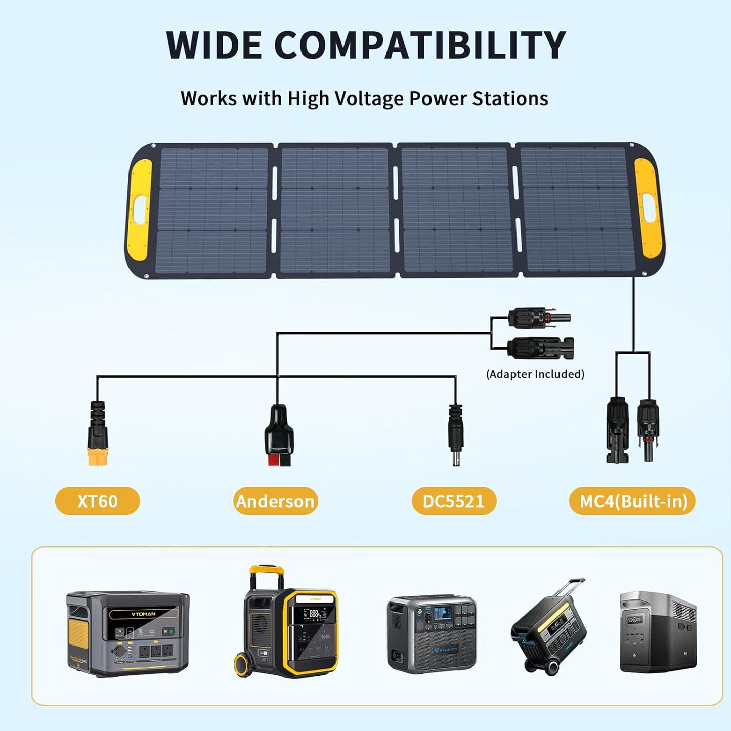 VTOMAN VS220 PRO 220W Portable Solar Panel 48V Foldable Solar Charger for Power Stations