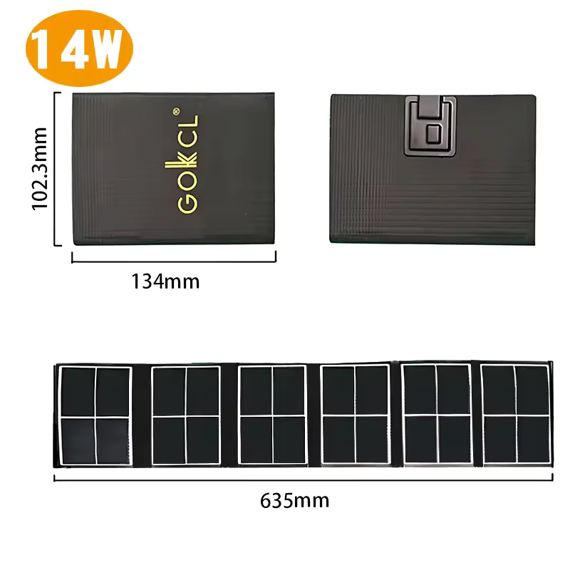 14W / 7W Portable Solar Panel Waterproof Solar Charger – Foldable Monocrystalline USB Charging Panel