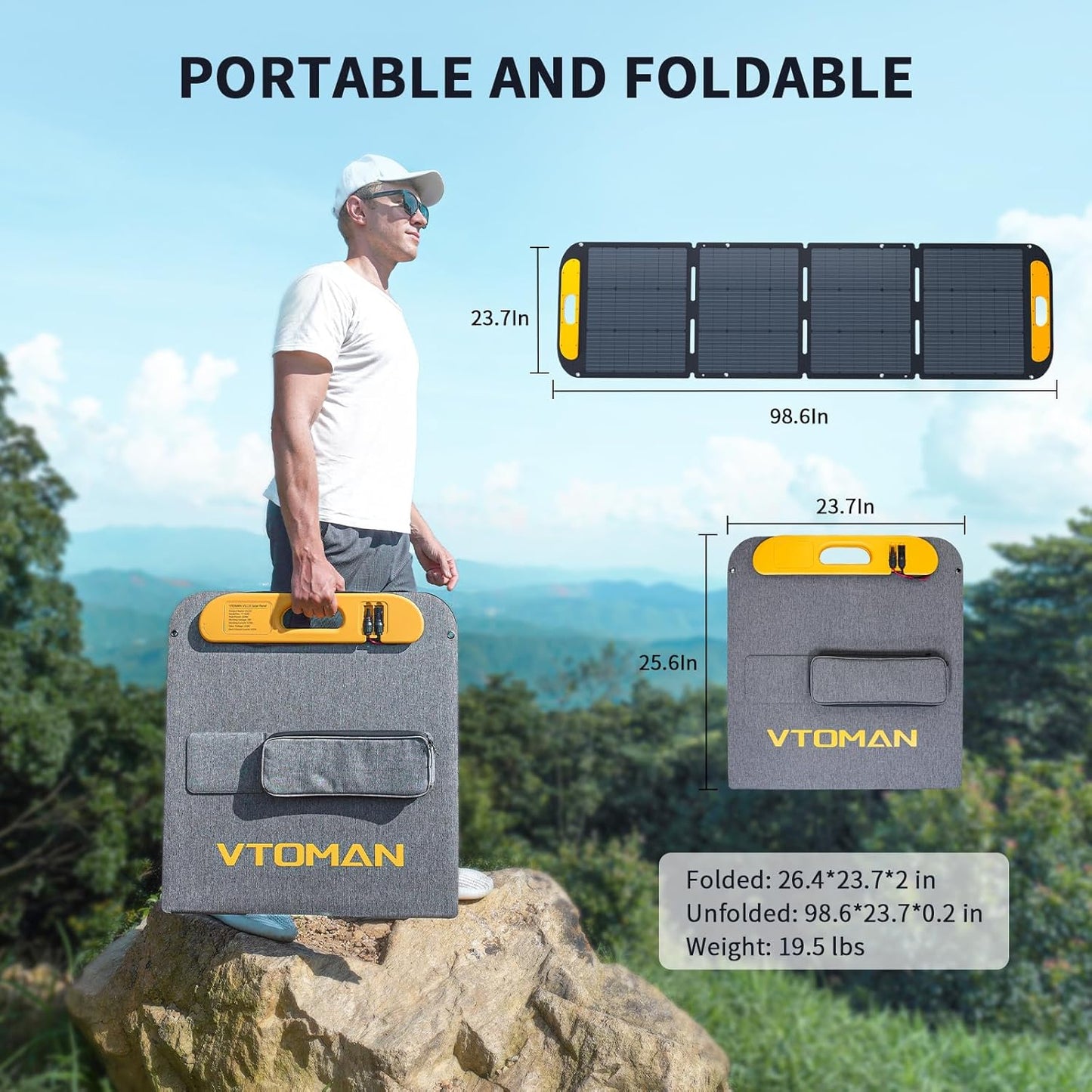 VTOMAN VS220 PRO 220W Portable Solar Panel 48V Foldable Solar Charger for Power Stations