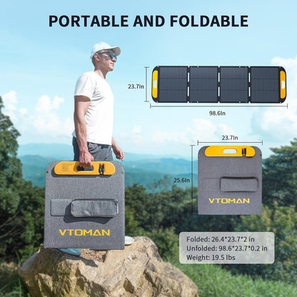 VTOMAN VS220 PRO 220W Portable Solar Panel 48V Foldable Solar Charger for Power Stations