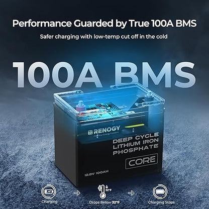 Core 12V 100Ah Deep Cycle LiFePO4 Lithium Battery for RV, Solar, Marine & Off-Grid Power