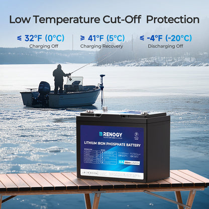 Renogy Core - Batterie LiFePO4 12V 100Ah Groupe 24 pour Moteur de Pêche à la Traîne avec Bluetooth
