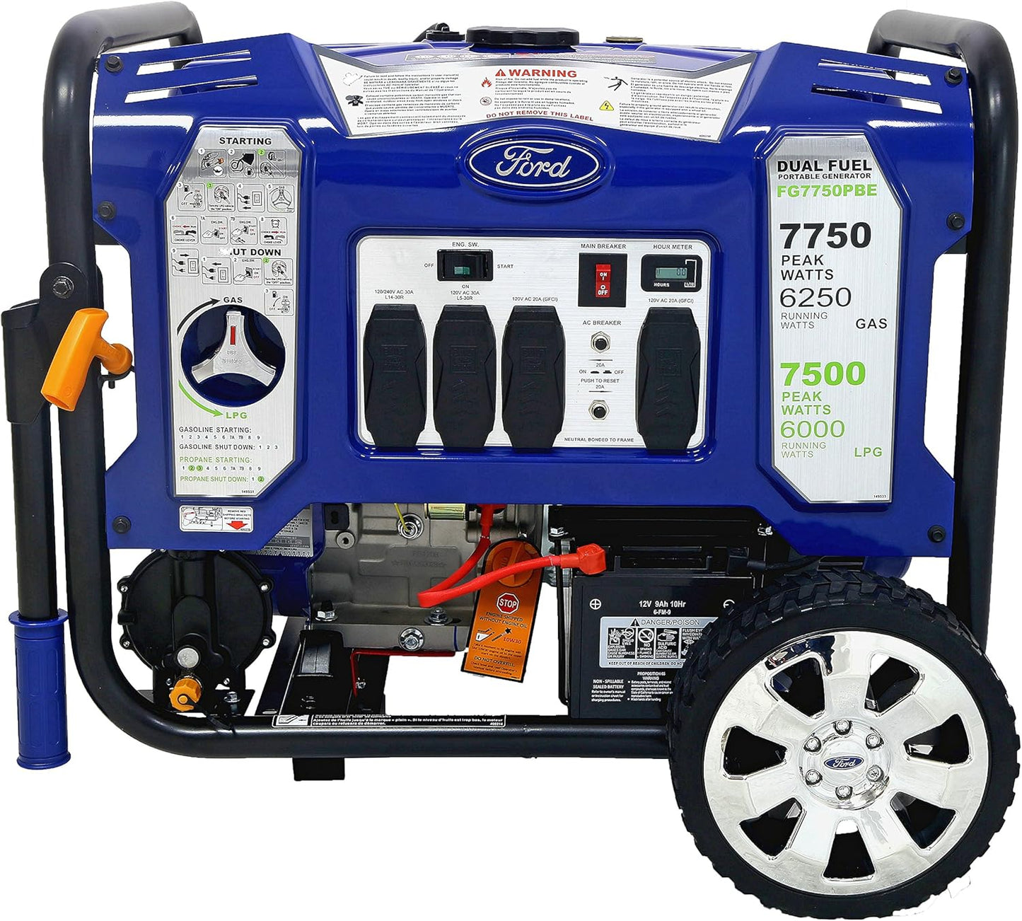 Ford 7750W Dual Fuel Inverter Generator with Electric Start – 120V/240V Portable Power Generator