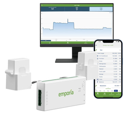 Emporia Vue 3 Whole-Home Energy Monitor Gen 3 Split-Phase 120/240V Real-Time Power Tracking System