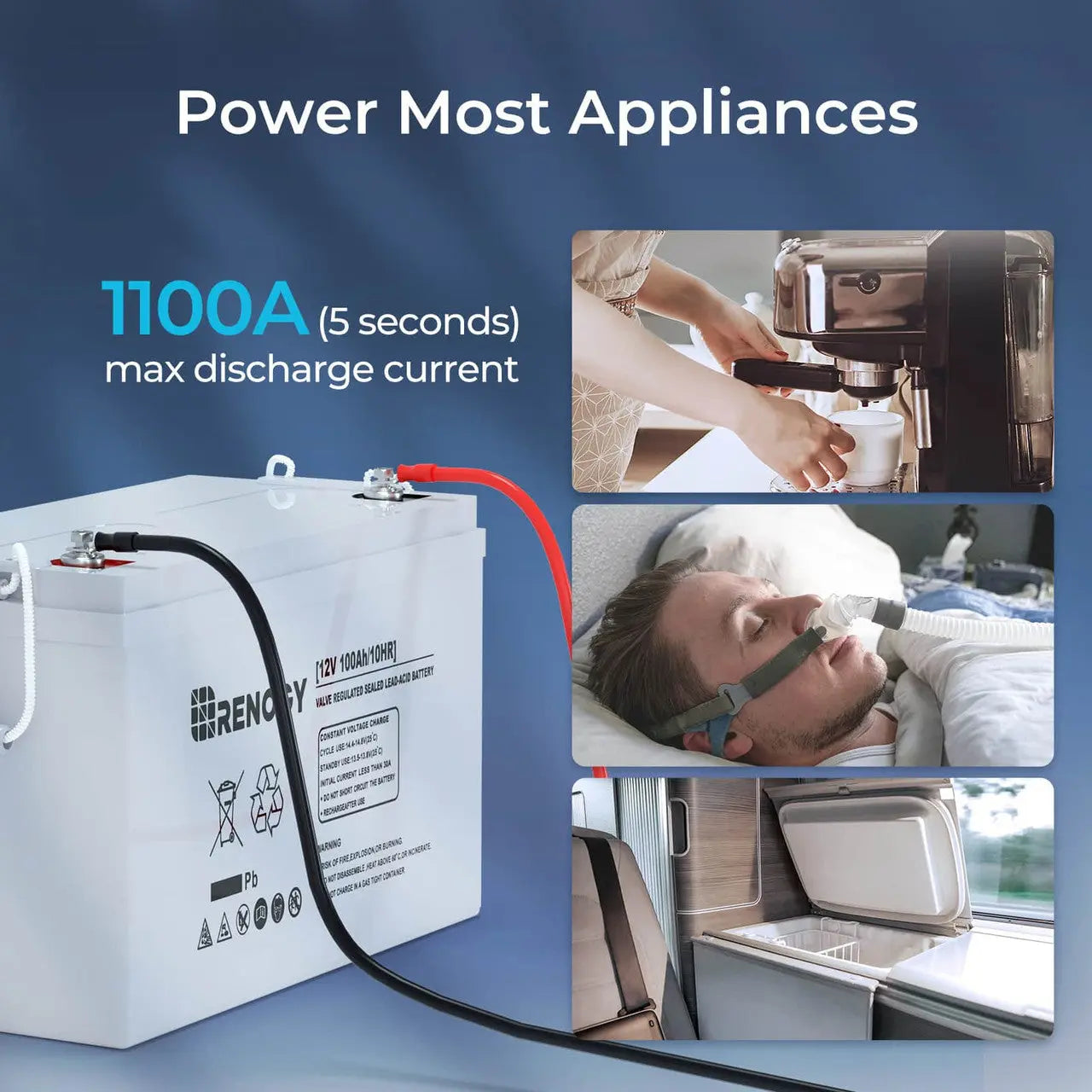 12V 100Ah AGM Rechargeable Battery, Long-Lasting Deep Cycle Power Solution