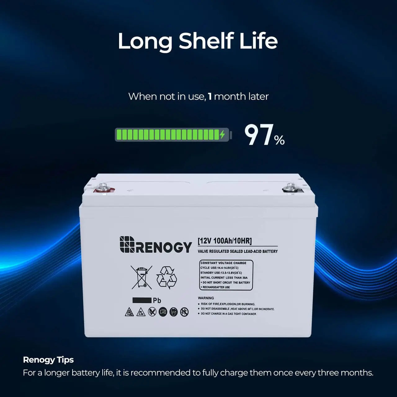 12V 100Ah AGM Rechargeable Battery, Long-Lasting Deep Cycle Power Solution