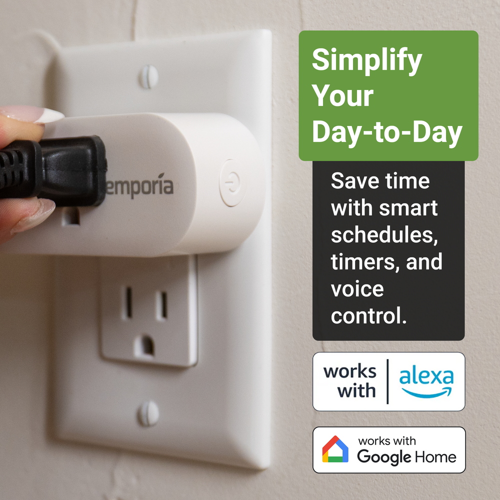 Emporia Smart Plug Energy Monitor 4-Pack WiFi Smart Outlets 10A 1800W Real-Time Energy Tracking