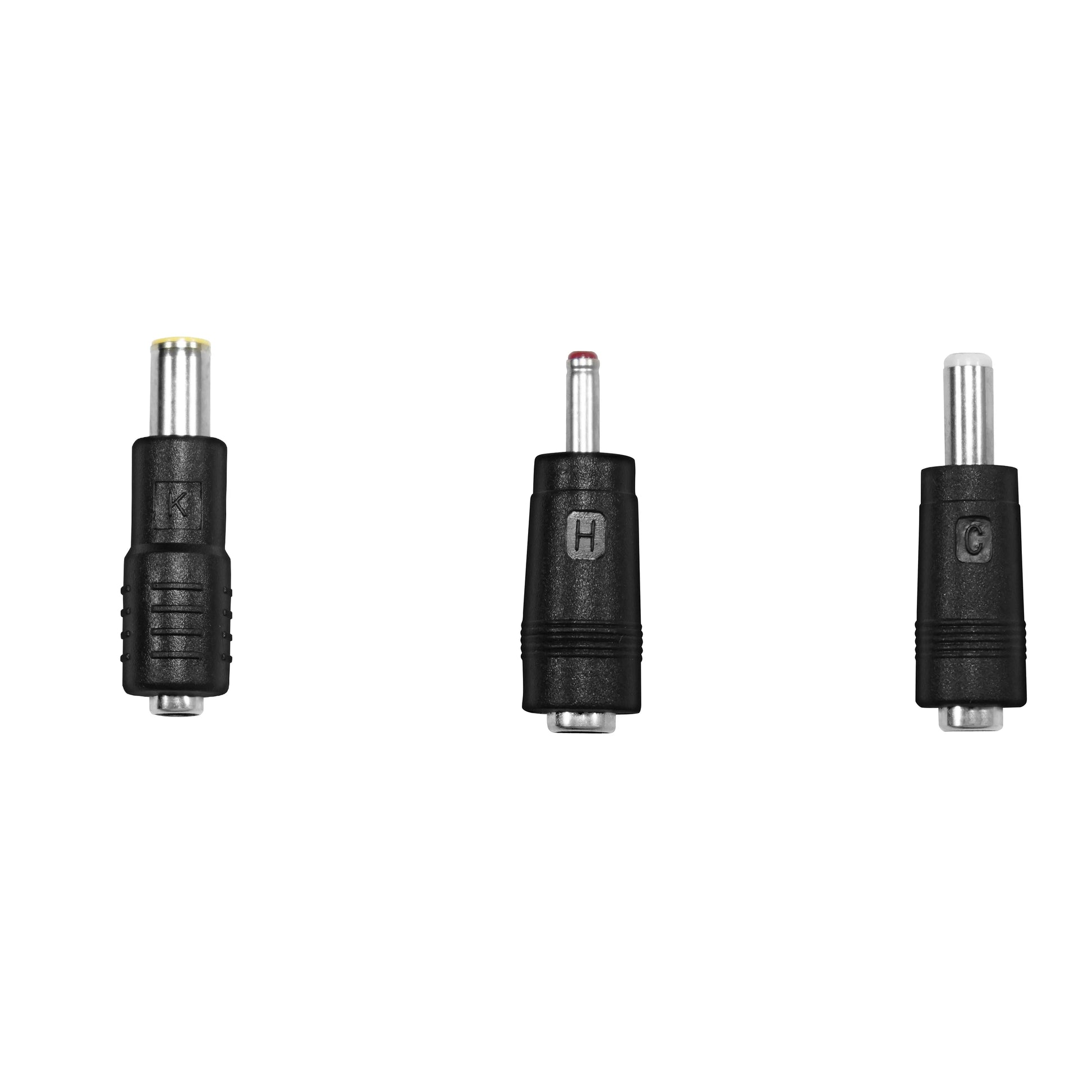 Solar Panel Connector to DC5.5mm*2.1mm Adapter Cable with three black connectors, featuring different tip designs for versatility.