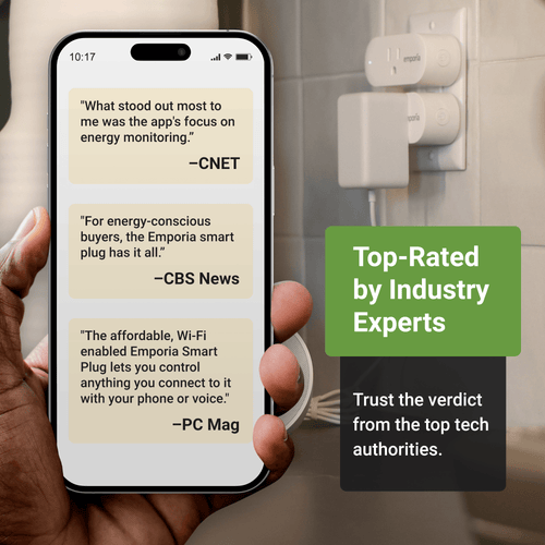 Emporia Smart Plug 4-pack compact Wi-Fi plugs for 120V outlets with app control and energy monitoring