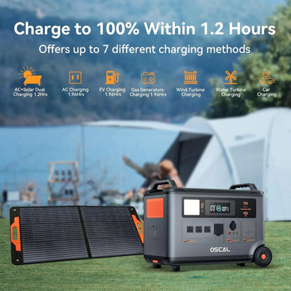 OSCAL PowerMax 3600SE Expandable Portable Power Station 3600Wh LiFePO4 Solar Generator