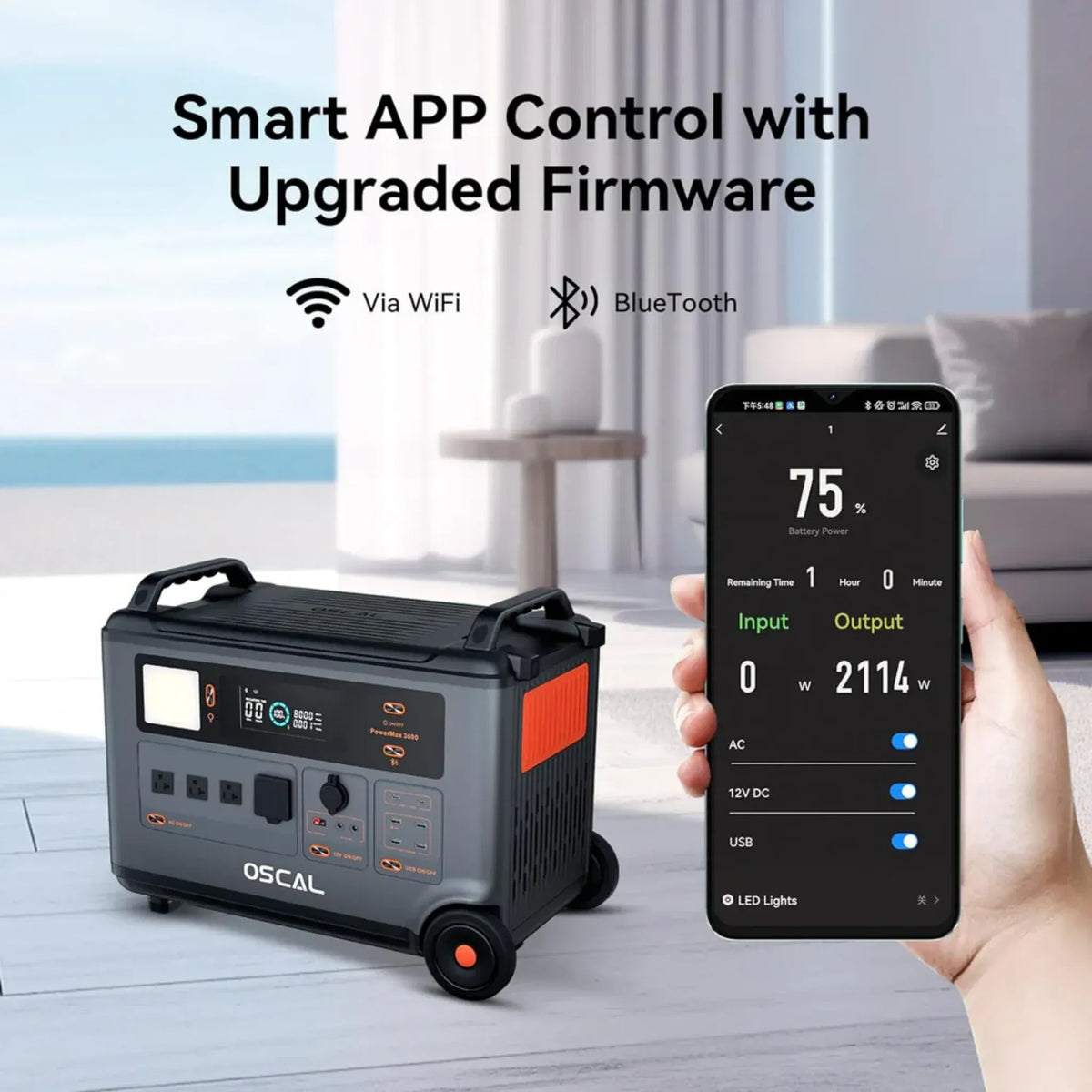 OSCAL PowerMax 3600SE Expandable Portable Power Station 3600Wh LiFePO4 Solar Generator