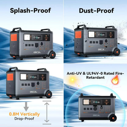 OSCAL PowerMax 3600SE Expandable Portable Power Station 3600Wh LiFePO4 Solar Generator