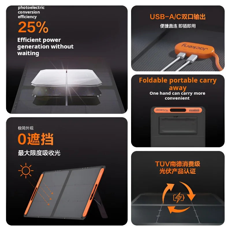 Jackery Electric Waiter. Solar Panel 100W Photovoltaic Panel for Home, Outdoor Camping, Folding, Portable Charging