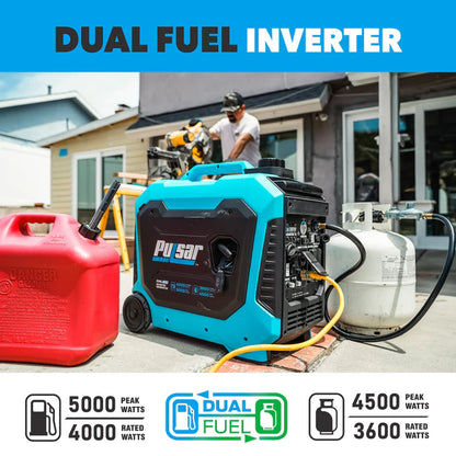 Pulsar PG5000BCO 5000-Watt Dual Fuel Inverter Generator with Remote Start, CO Sentry & RV Ready Outlet