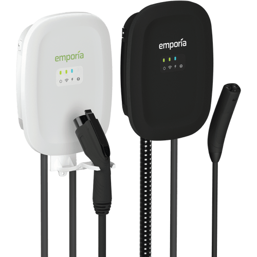 Emporia Classic EV Charger Black Edition 48A hardwired unit with 25 ft cable and J1772 connector
