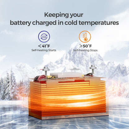 12-Volt 100Ah Smart Lithium Iron Phosphate Battery w/ Self-Heating Function