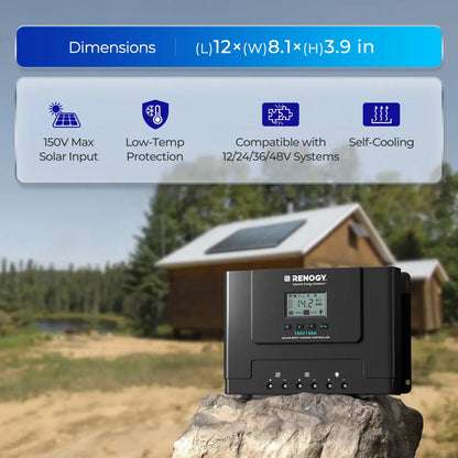 Renogy Rover Lite 60A MPPT Solar Charge Controller 12V/24V/36V/48V Auto Detect with LCD Display